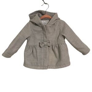 Old Navy winter jacket toddler gray hooded zip up bow snap detail